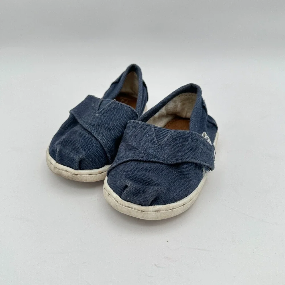 Toms Classic Shoes Baby Toddler Size 4 Blue Canvas‎ Indie Boho Walking Hippie